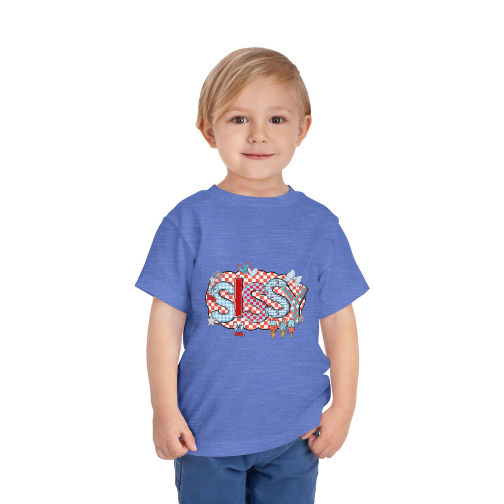 Toddler Tee — "SIS" Checkerboard RWB Graphic