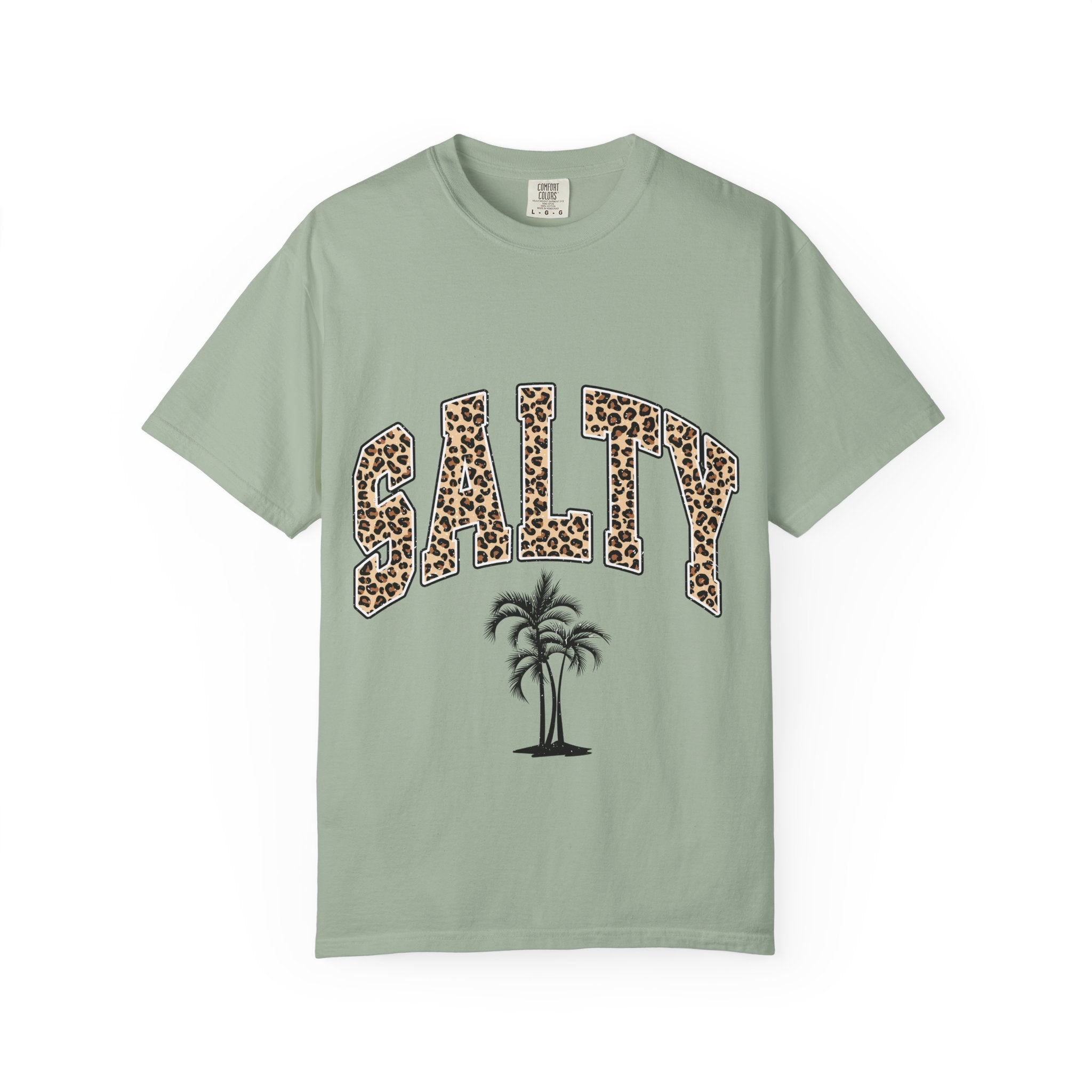 Salty Leopard Palm Tee — Beachy Graphic T-Shirt