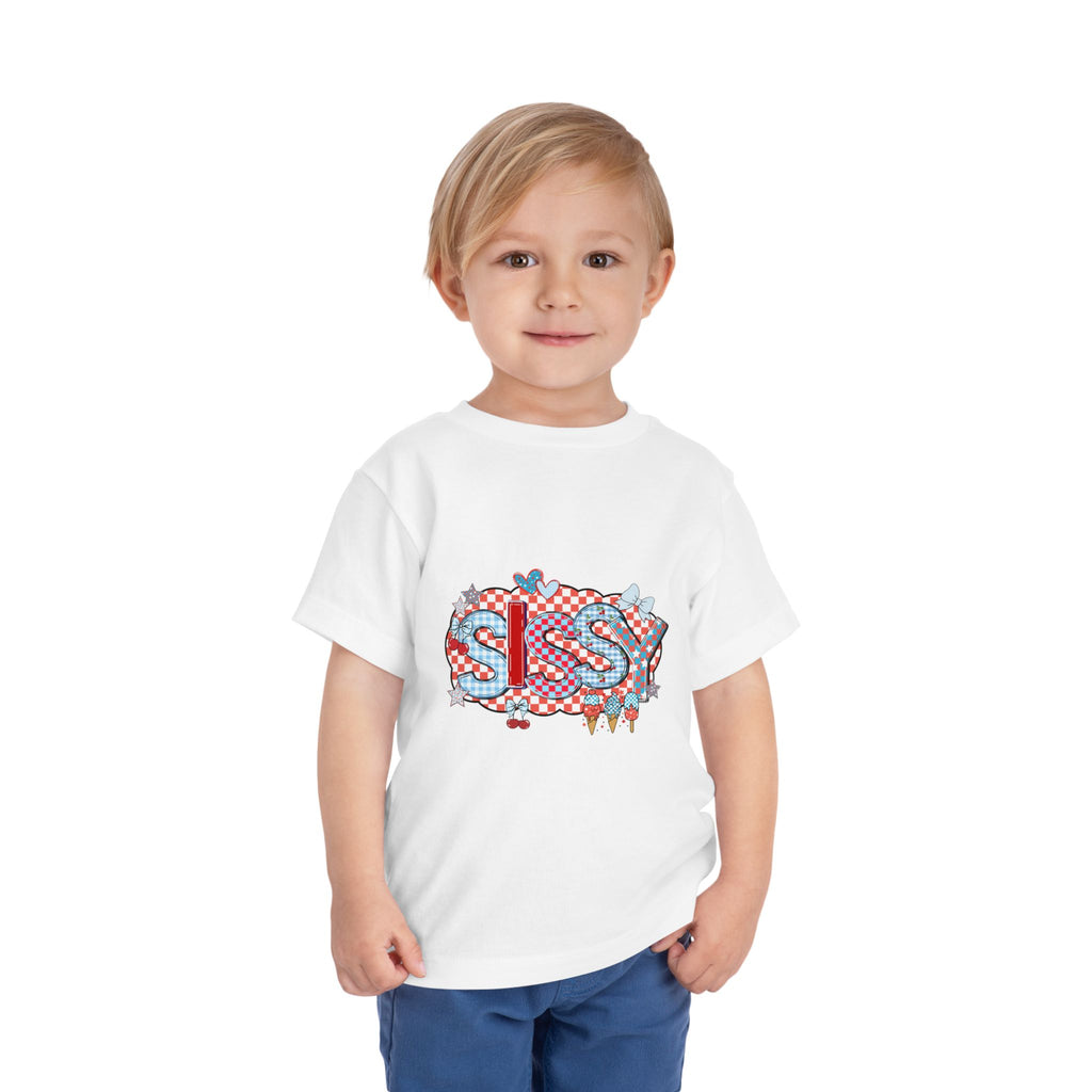 Toddler Tee — "SIS" Checkerboard RWB Graphic