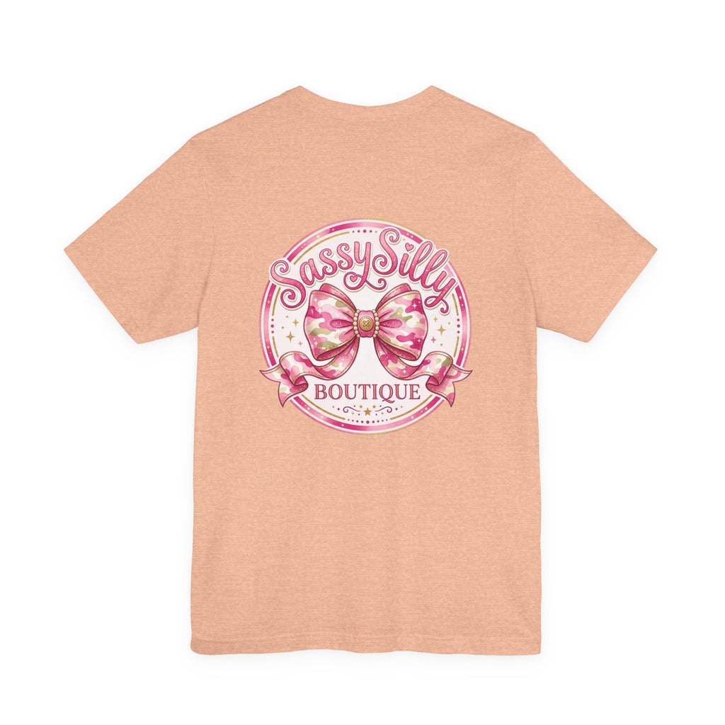 Sassy Silly Boutique Tee — Pink Bow Logo Women's Graphic T-Shirt