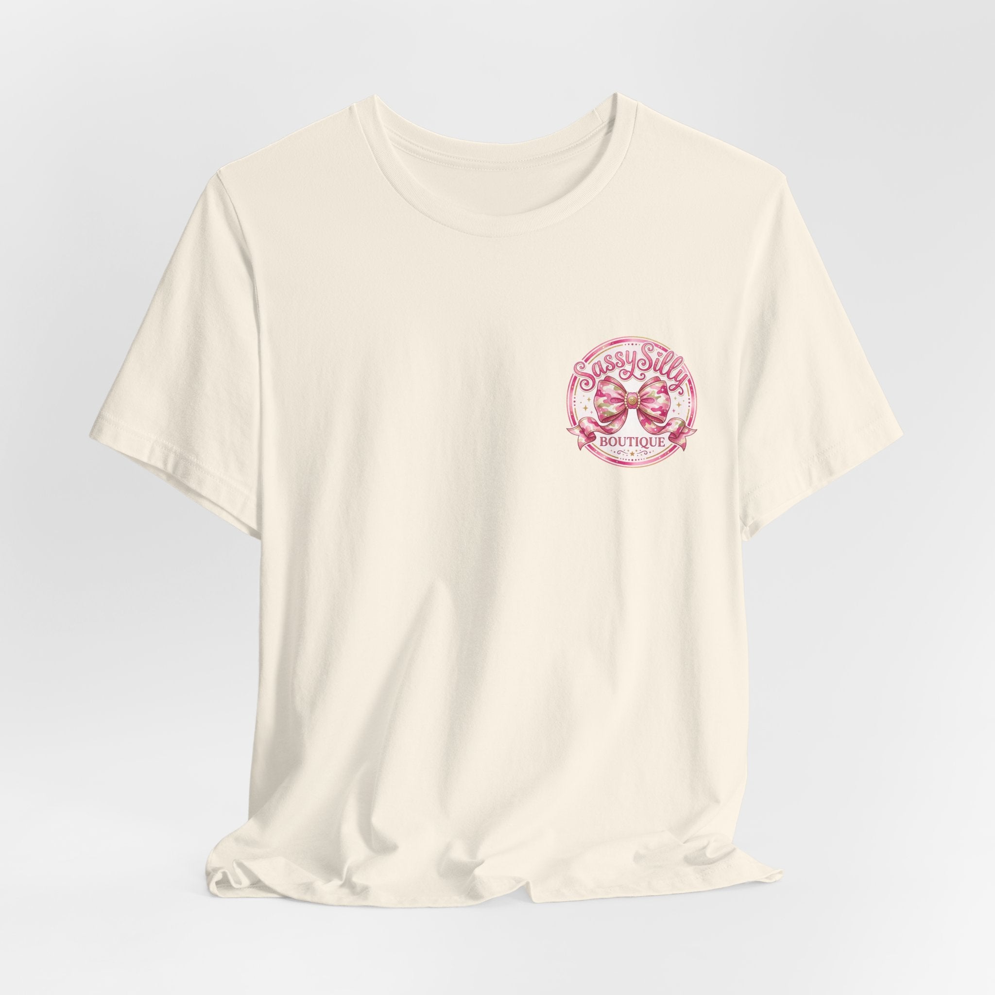 Sassy Silly Boutique Tee — Pink Bow Logo Women's Graphic T-Shirt