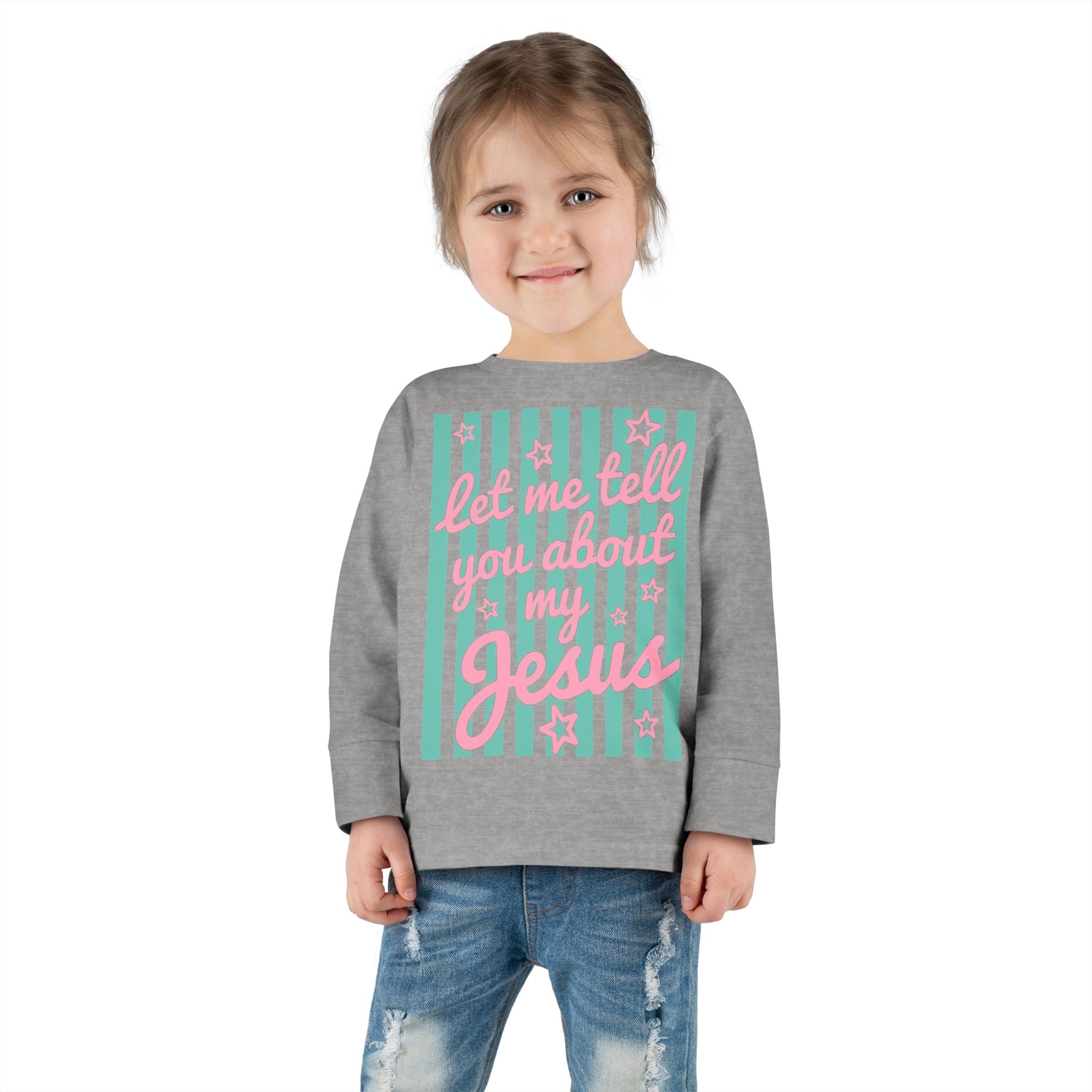 Toddler Long Sleeve Tee — "America" Patriotic Bow 4th of July Kids Shirt