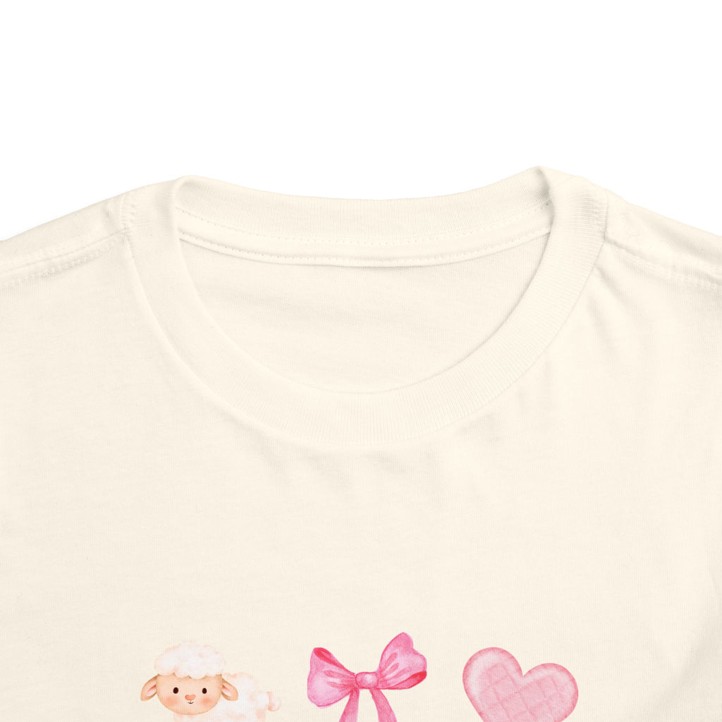 Toddler Tee — "Jesus Loves Me This I Know" Pastel Rainbow & Hearts Christian Shirt