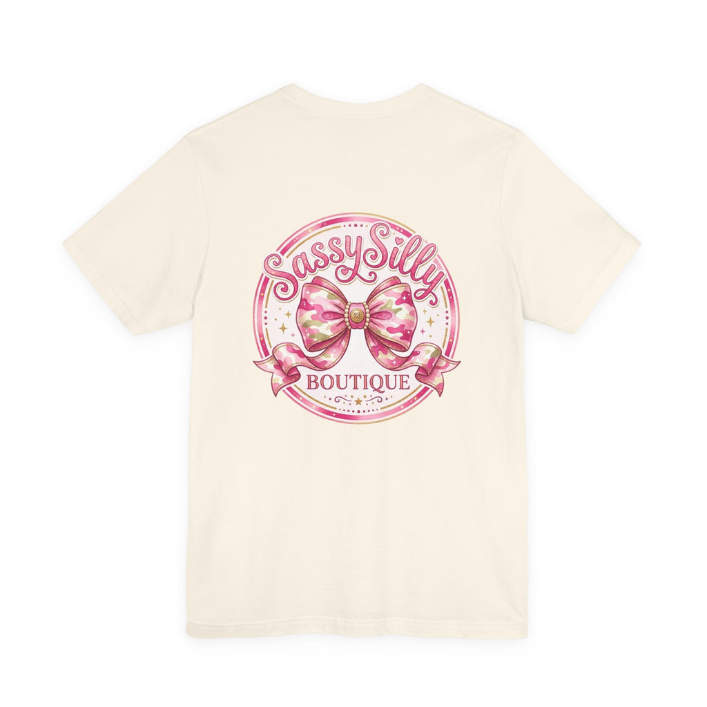 Sassy Silly Boutique Tee — Pink Bow Logo Women's Graphic T-Shirt