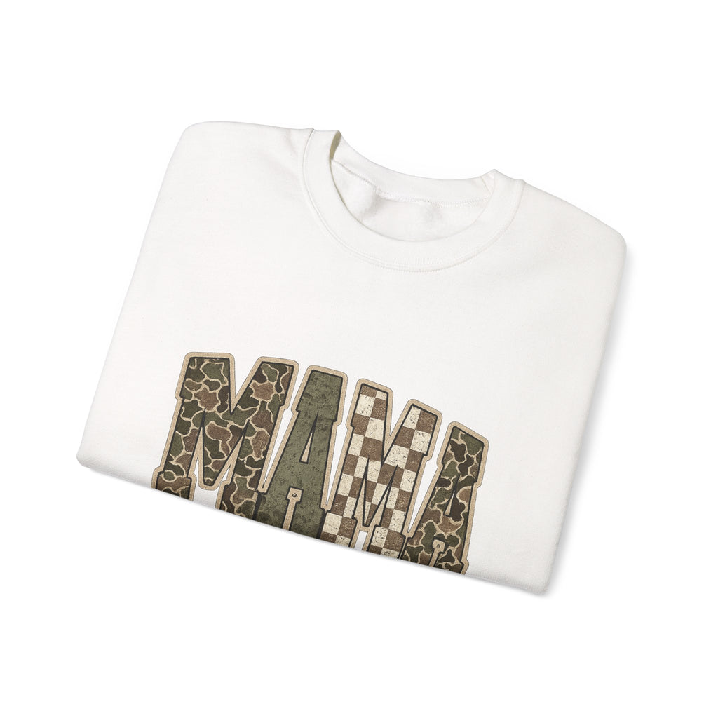 MAMA Camo Patch Crewneck Sweatshirt — Women's Mama Graphic Pullover