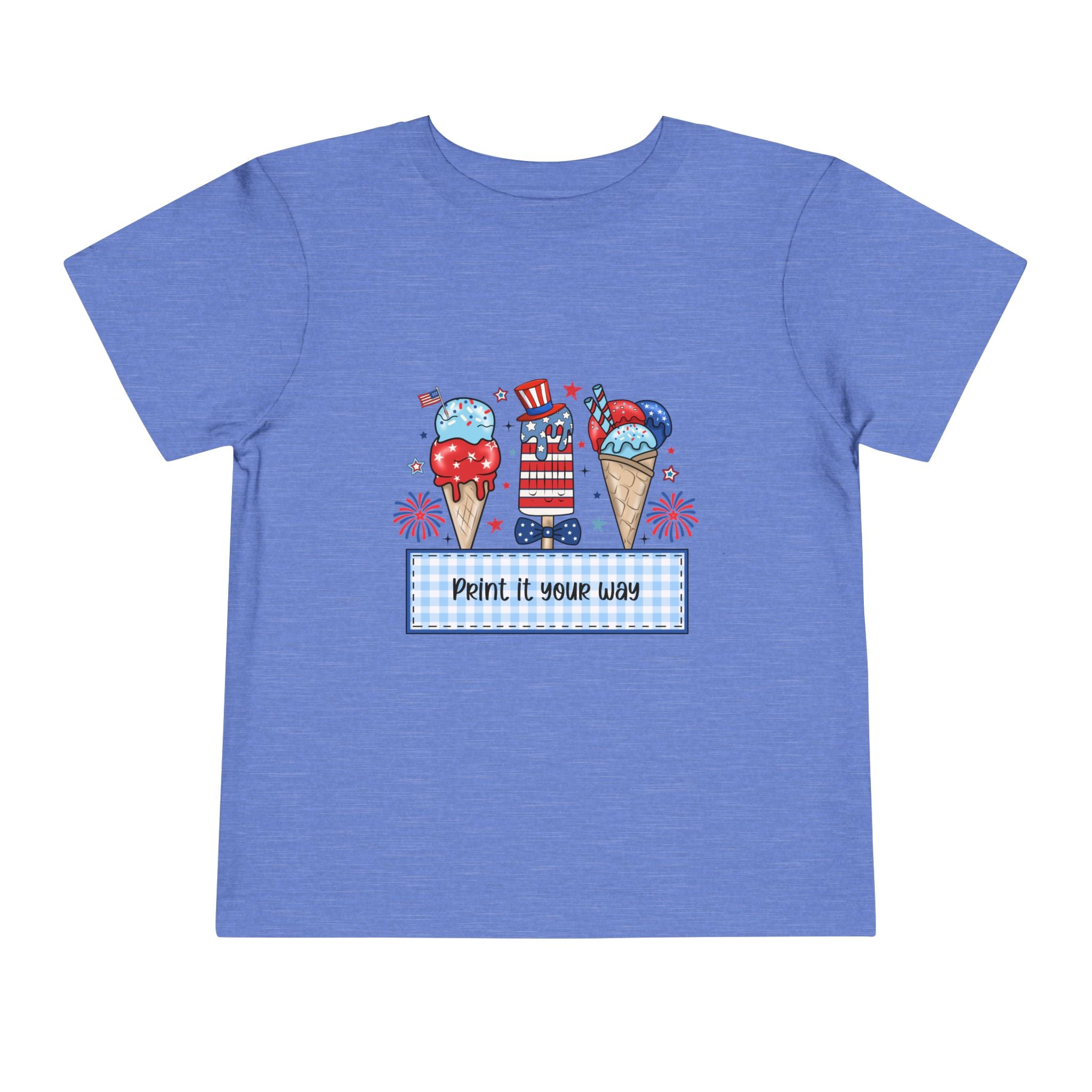 Toddler Tee - Patriotic Ice Cream Fourth of July Kids Shirt (Print It Your Way)