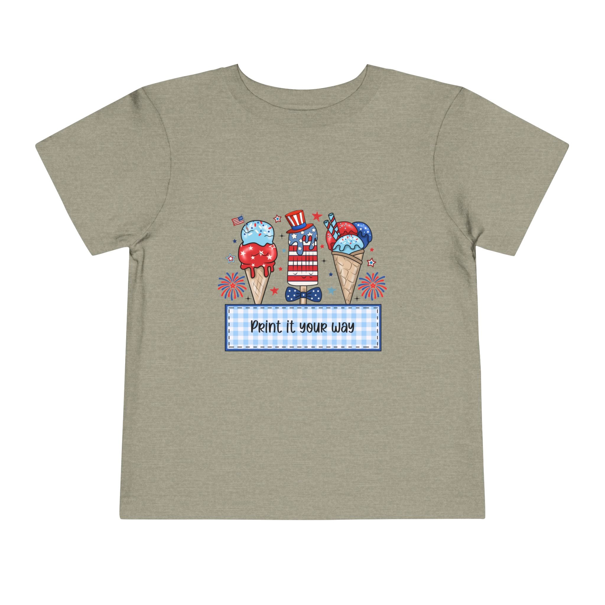 Toddler Tee - Patriotic Ice Cream Fourth of July Kids Shirt (Print It Your Way)