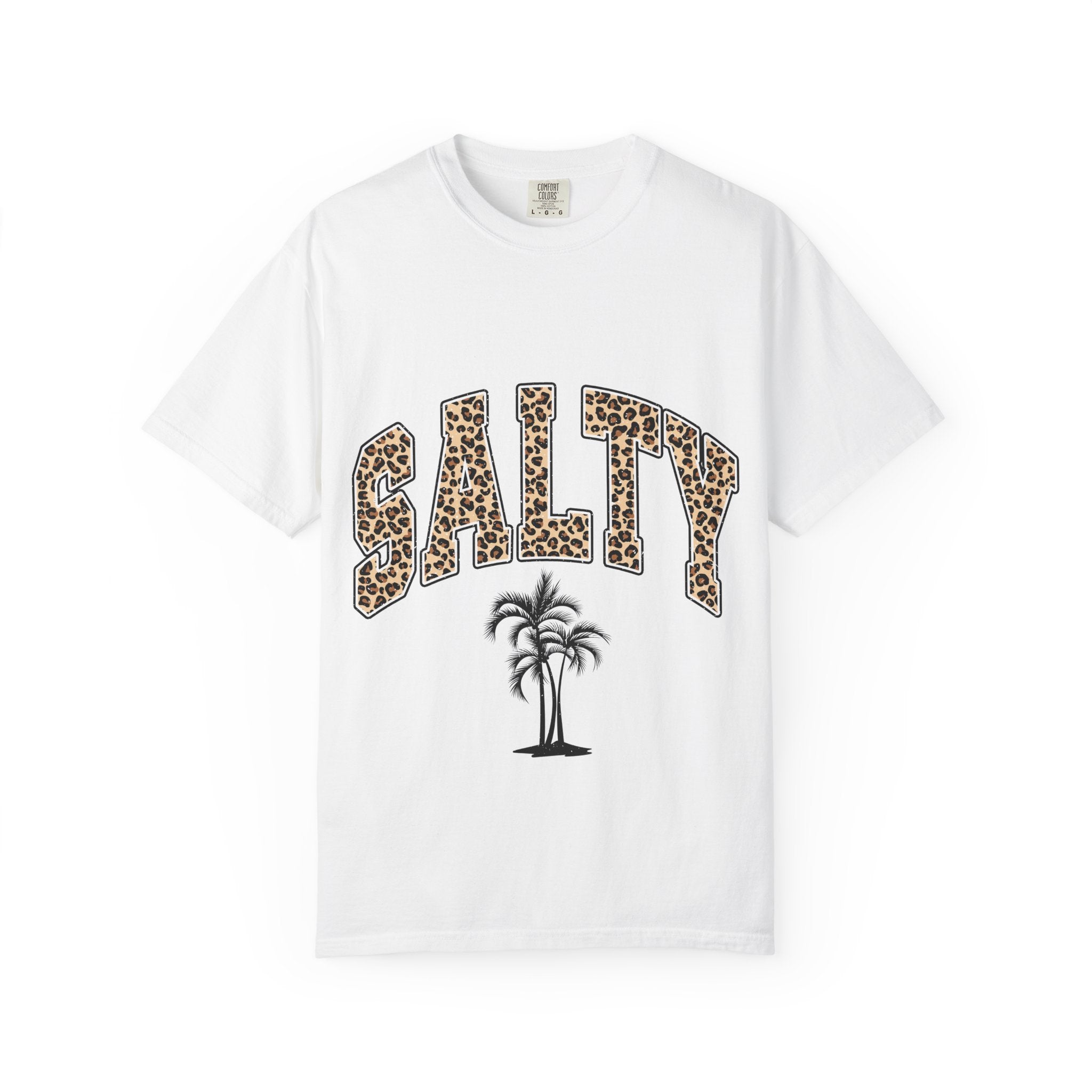 Salty Leopard Palm Tee — Beachy Graphic T-Shirt