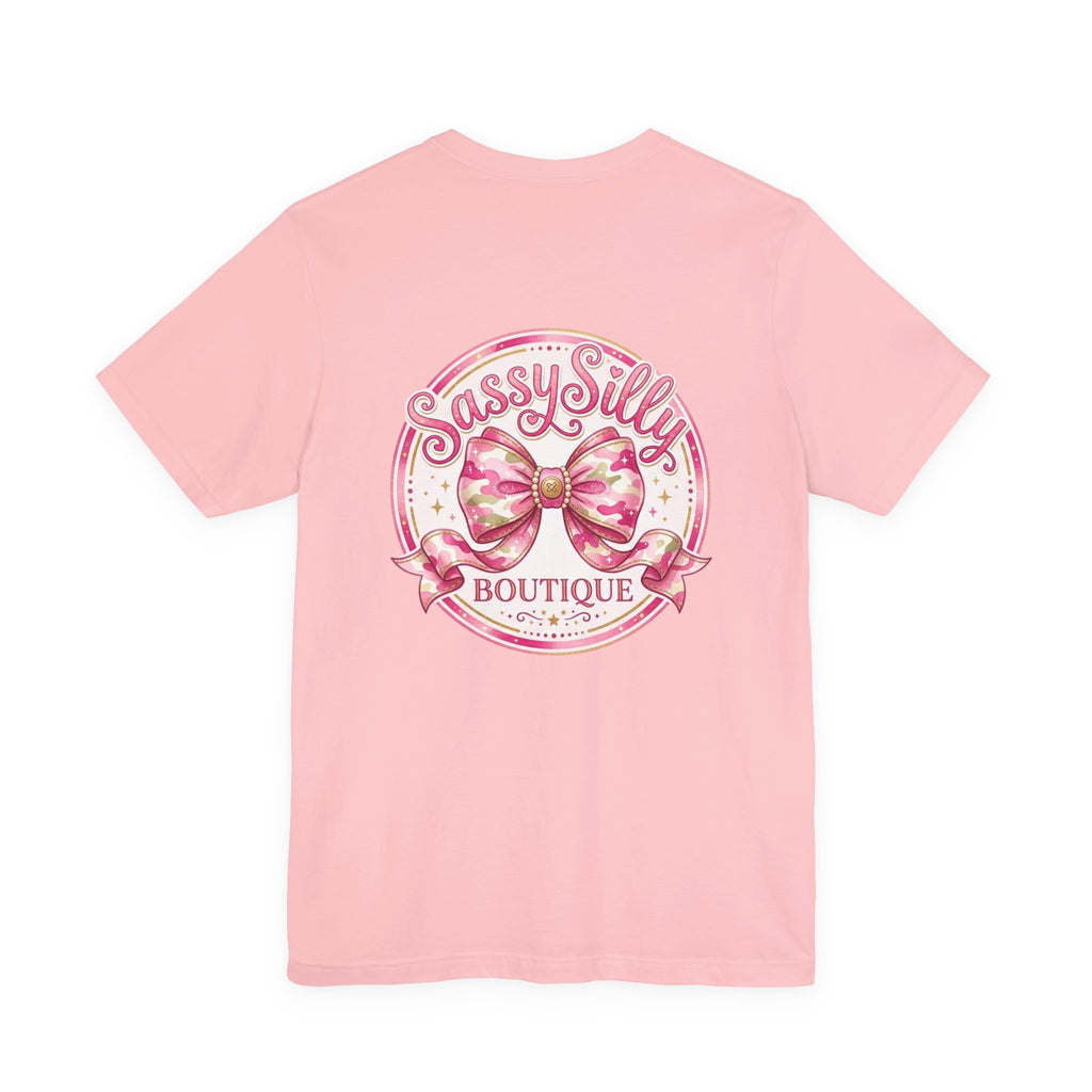Sassy Silly Boutique Tee — Pink Bow Logo Women's Graphic T-Shirt