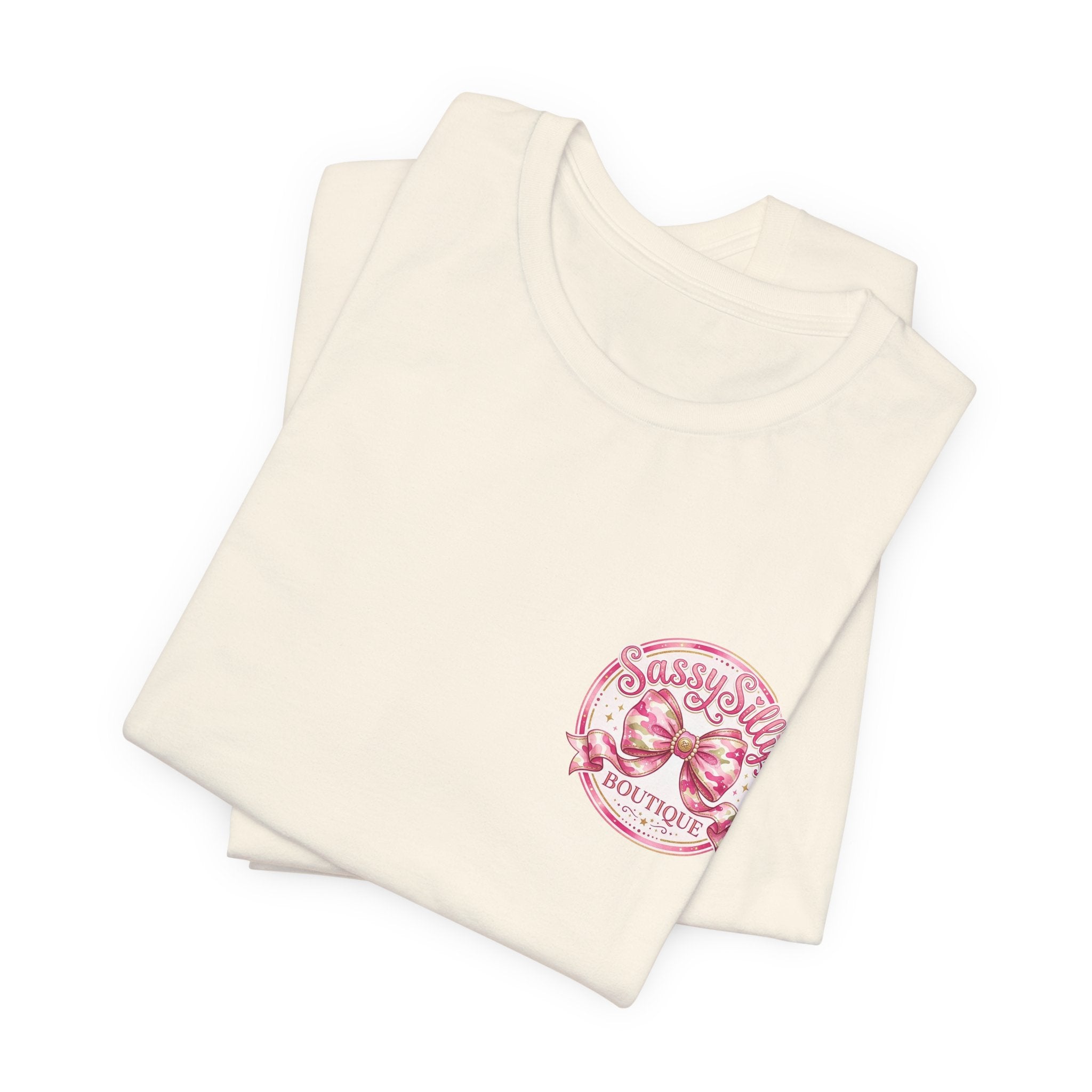 Sassy Silly Boutique Tee — Pink Bow Logo Women's Graphic T-Shirt