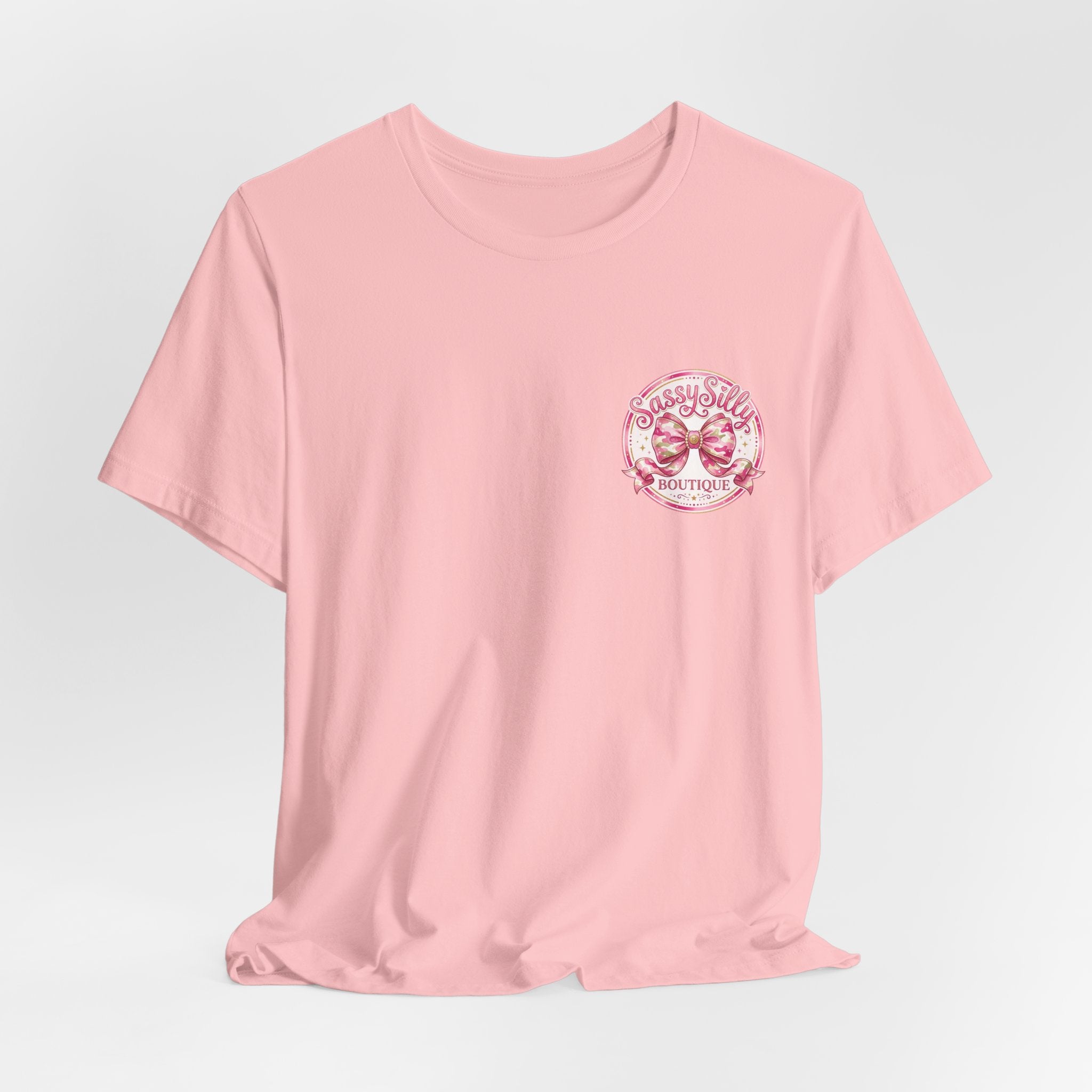 Sassy Silly Boutique Tee — Pink Bow Logo Women's Graphic T-Shirt