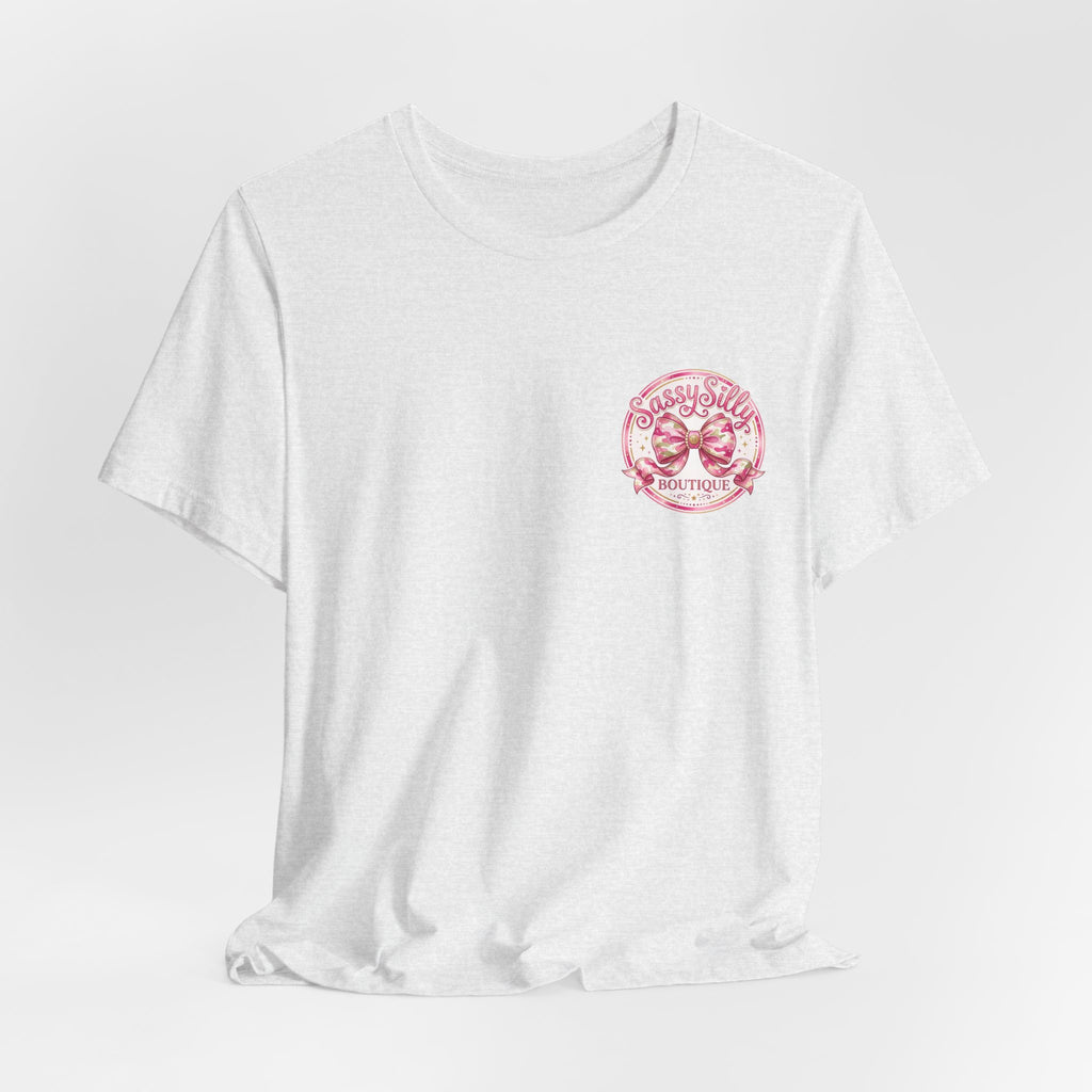 Sassy Silly Boutique Tee — Pink Bow Logo Women's Graphic T-Shirt