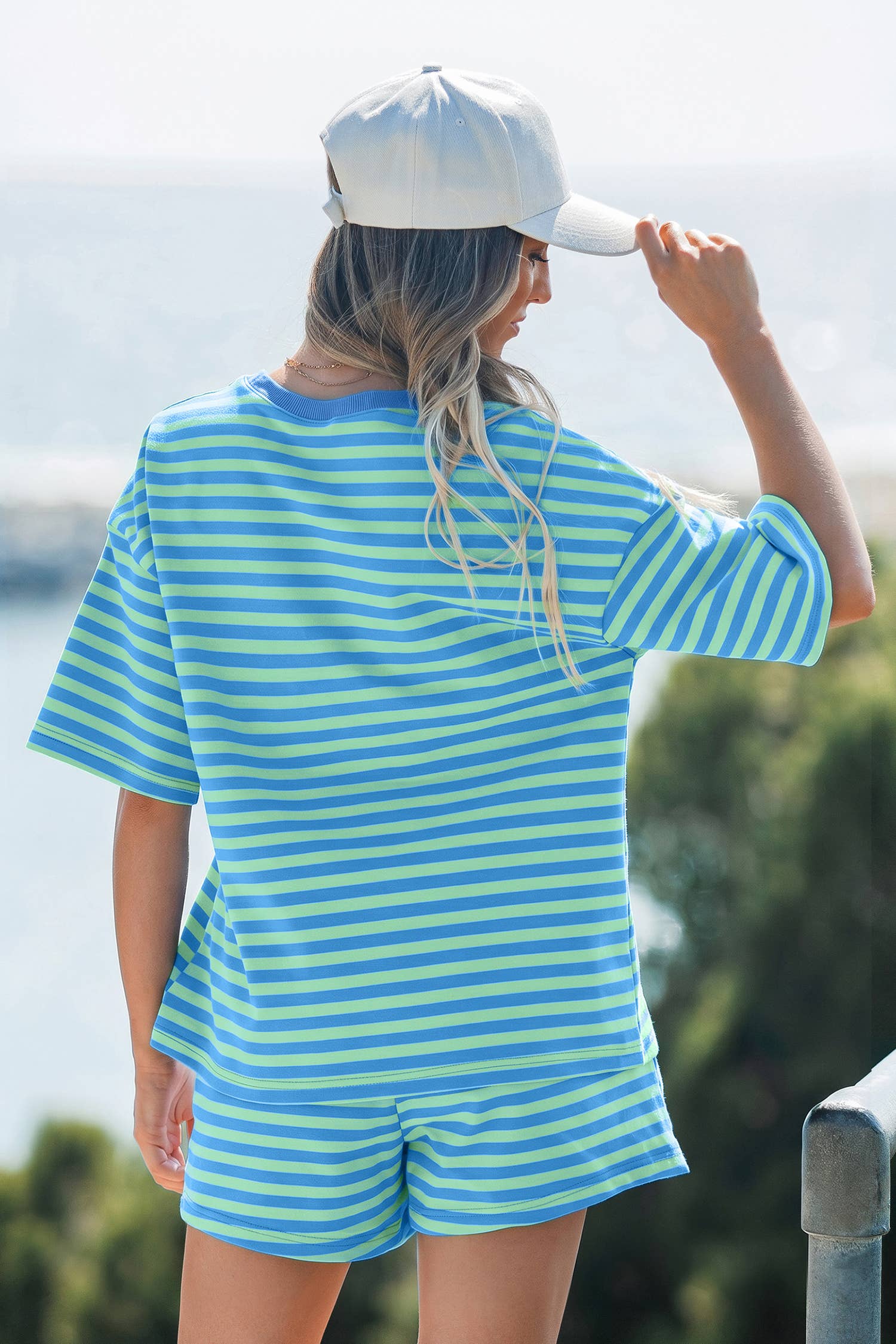 Dropped Shoulder Tee Loose 2pcs Short Set S-4X
