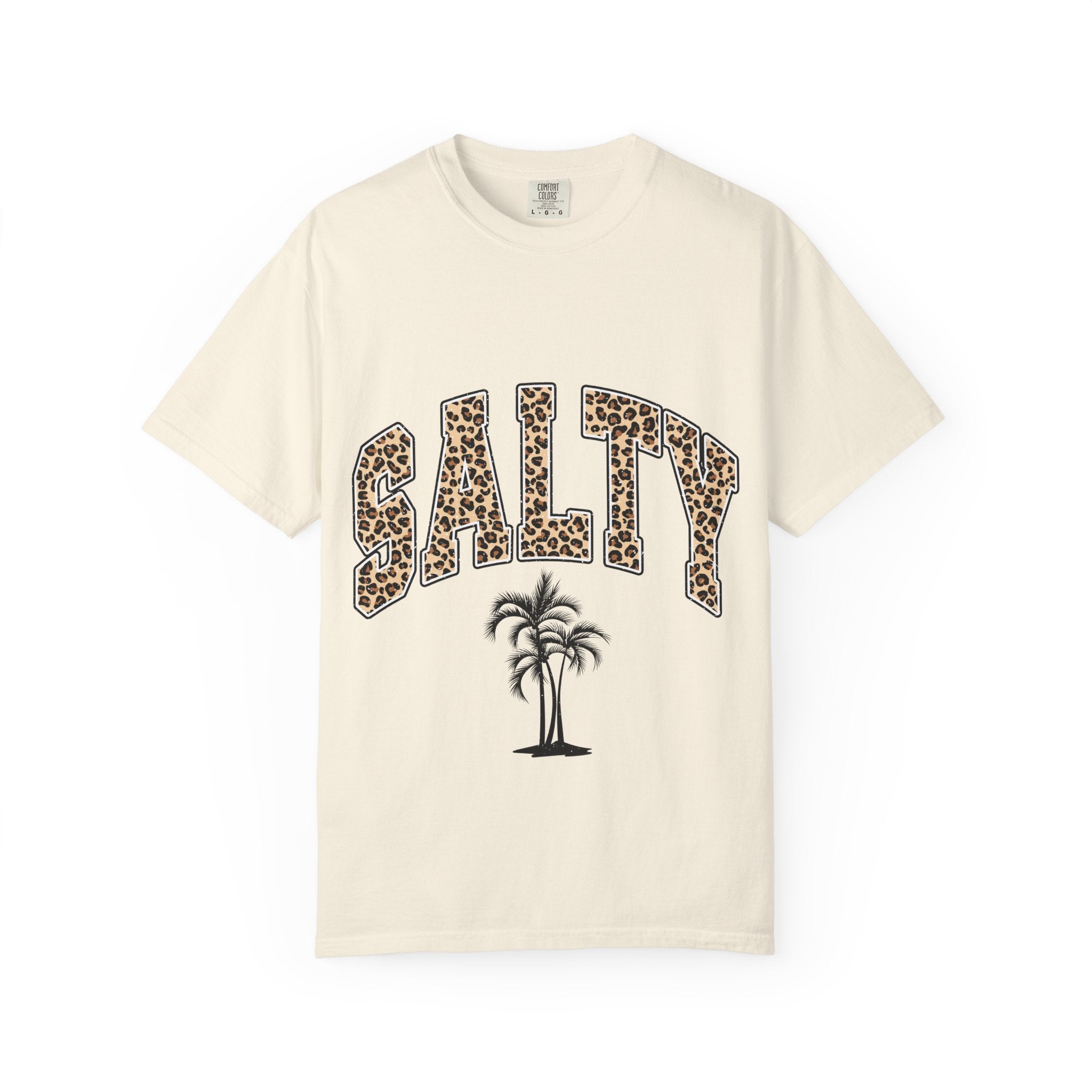 Salty Leopard Palm Tee — Beachy Graphic T-Shirt