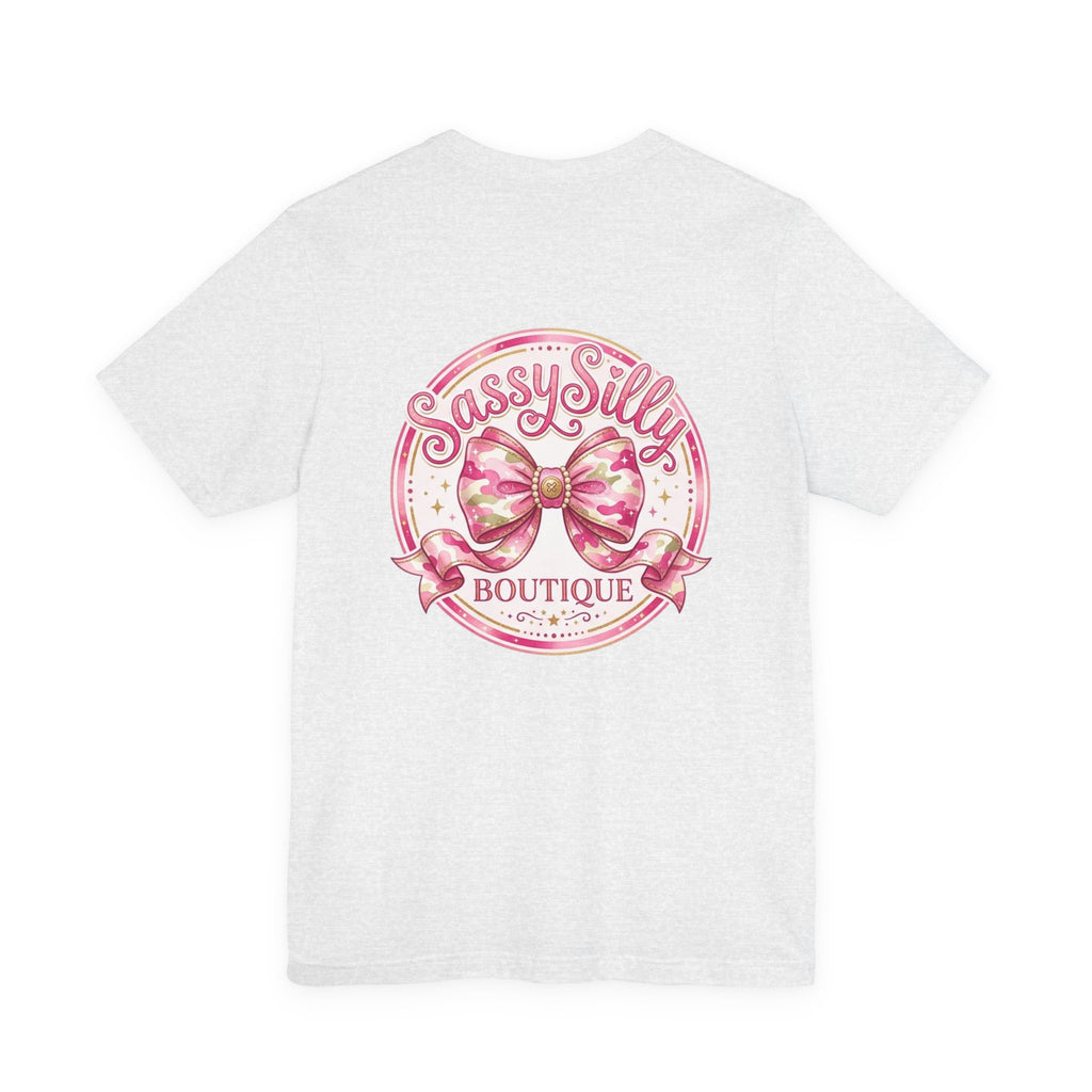 Sassy Silly Boutique Tee — Pink Bow Logo Women's Graphic T-Shirt
