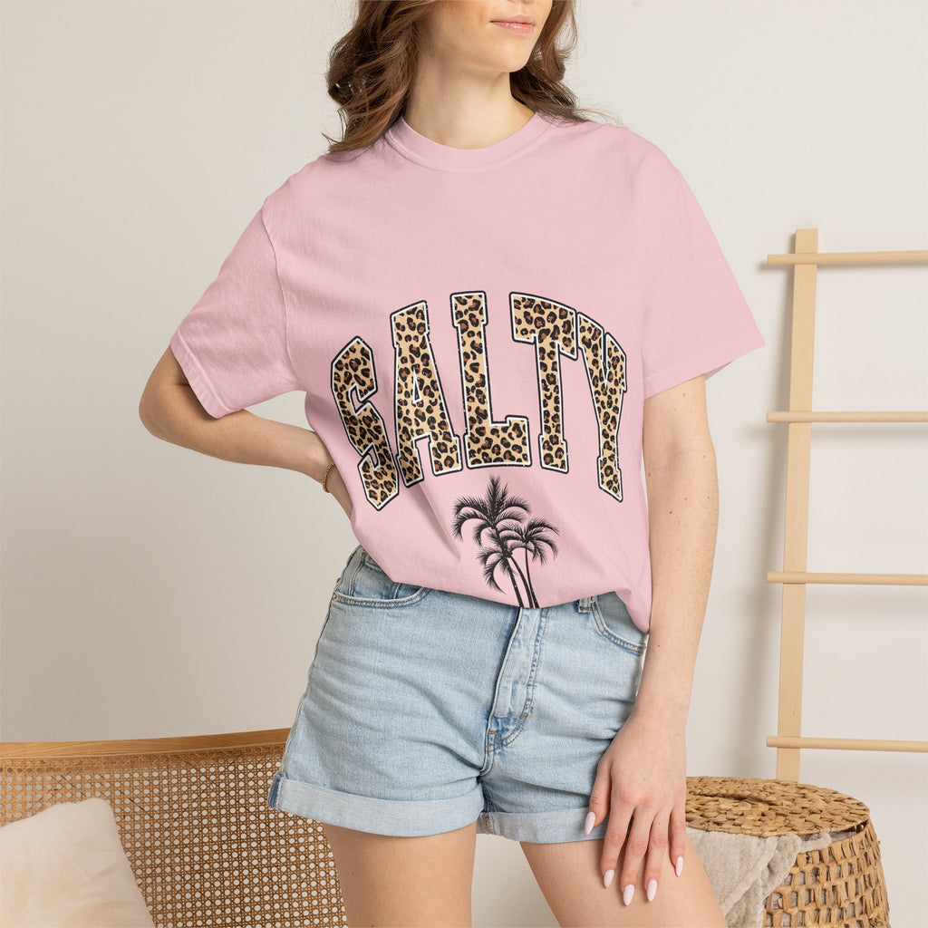 Salty Leopard Palm Tee — Beachy Graphic T-Shirt