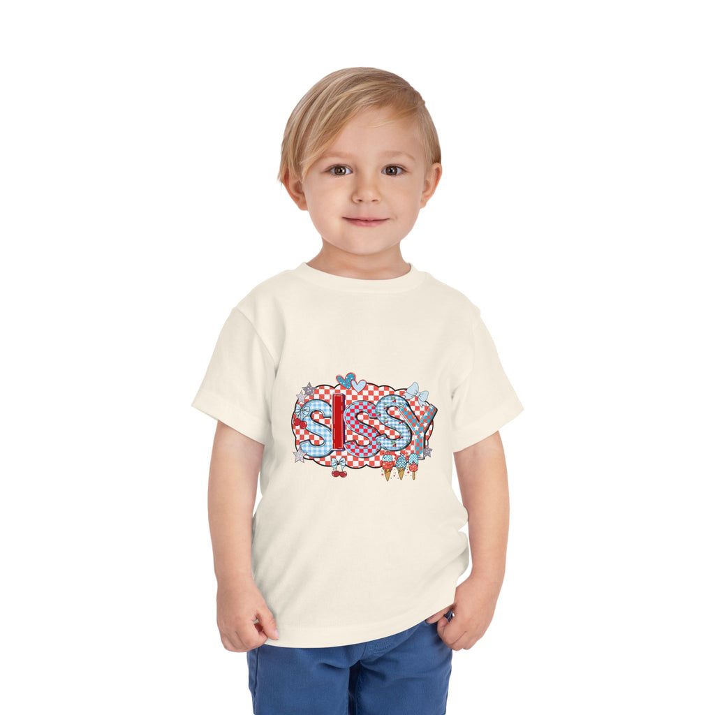 Toddler Tee — "SIS" Checkerboard RWB Graphic
