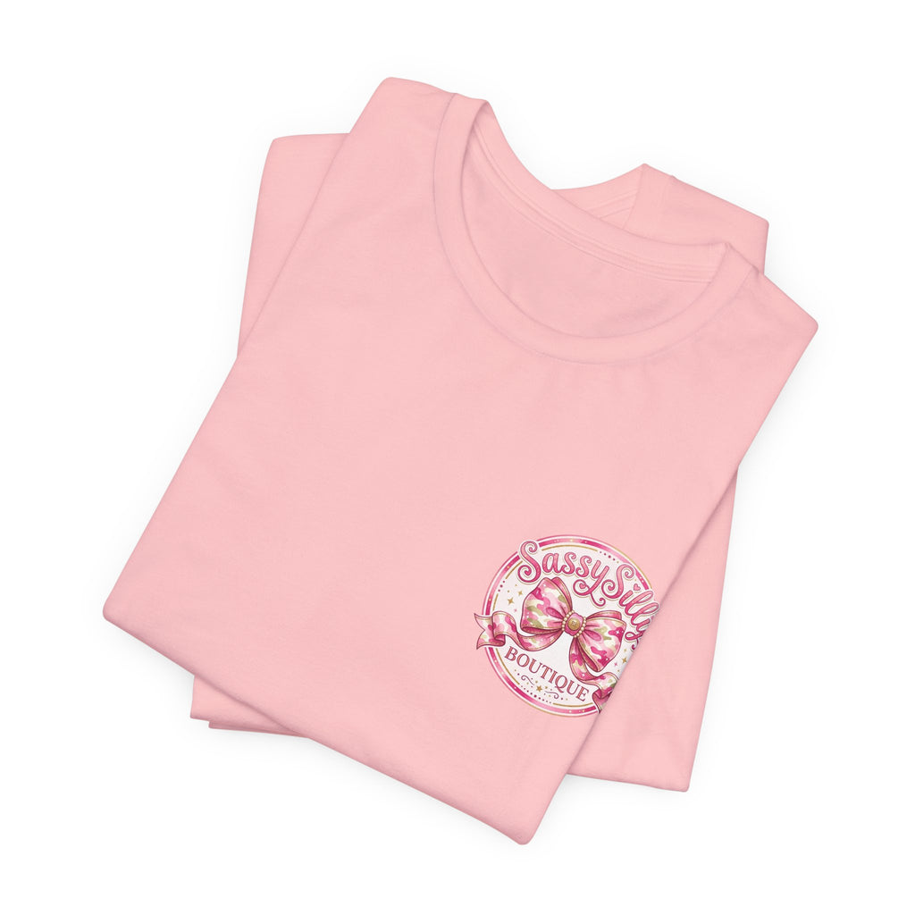 Sassy Silly Boutique Tee — Pink Bow Logo Women's Graphic T-Shirt