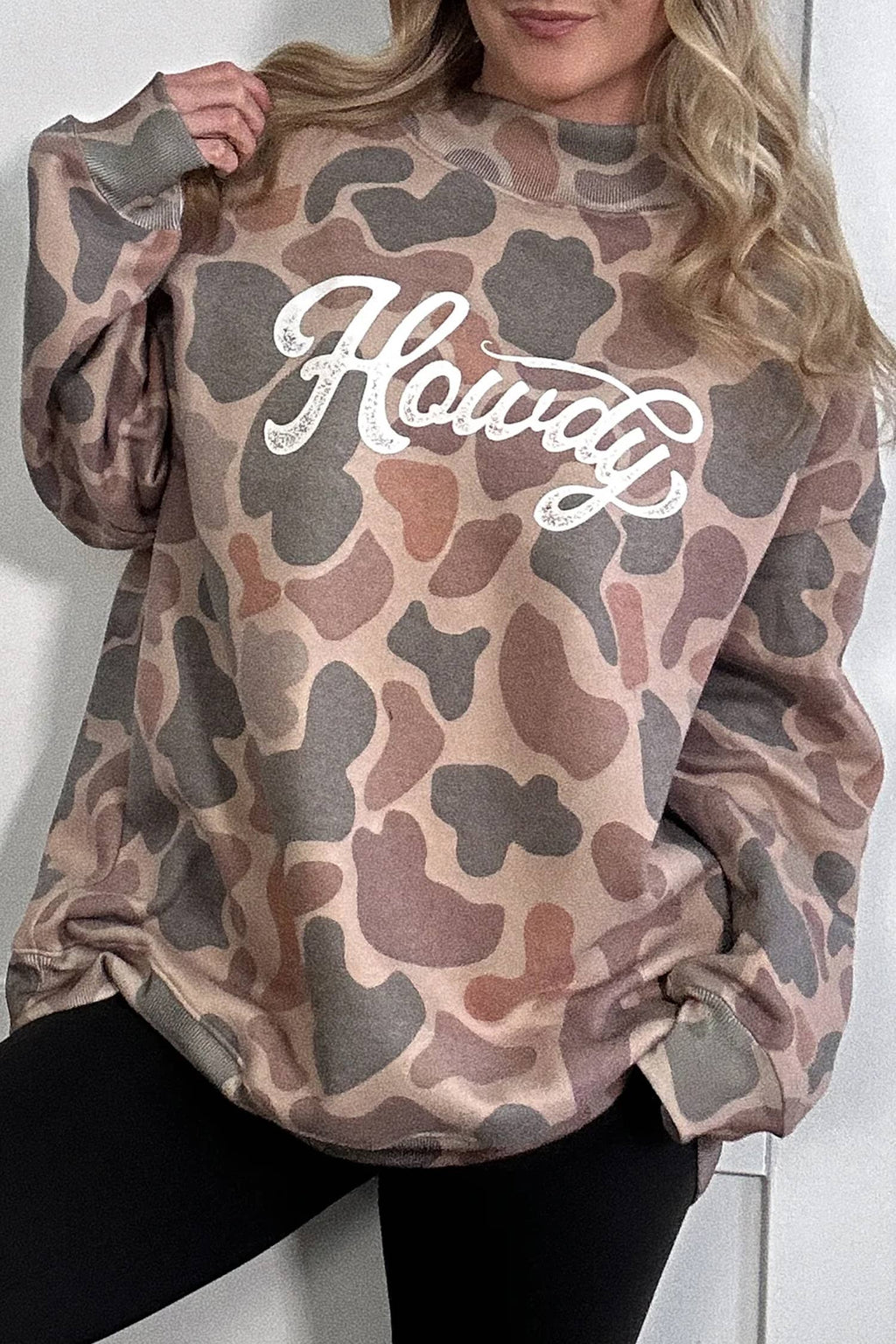 Camo Howdy Oversized Mock Neck Sweatshirt S-4X
