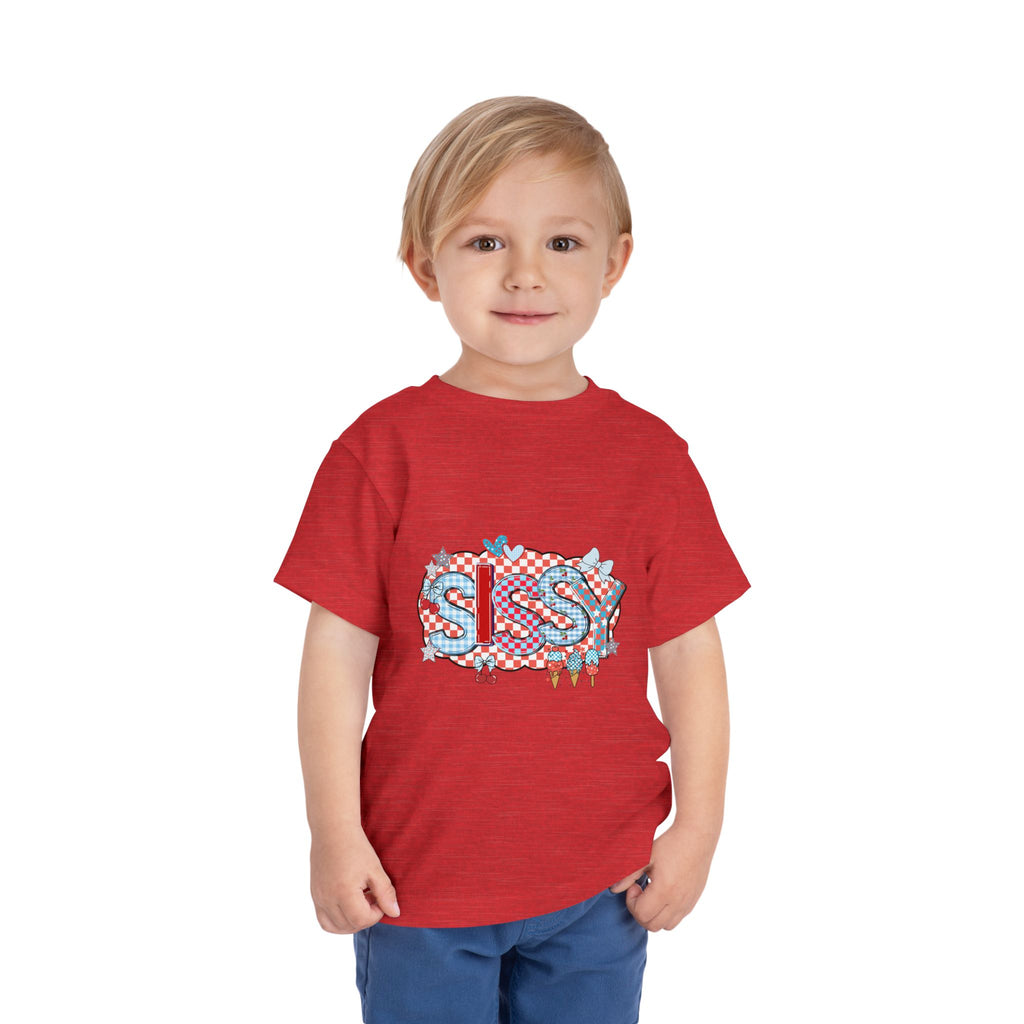 Toddler Tee — "SIS" Checkerboard RWB Graphic