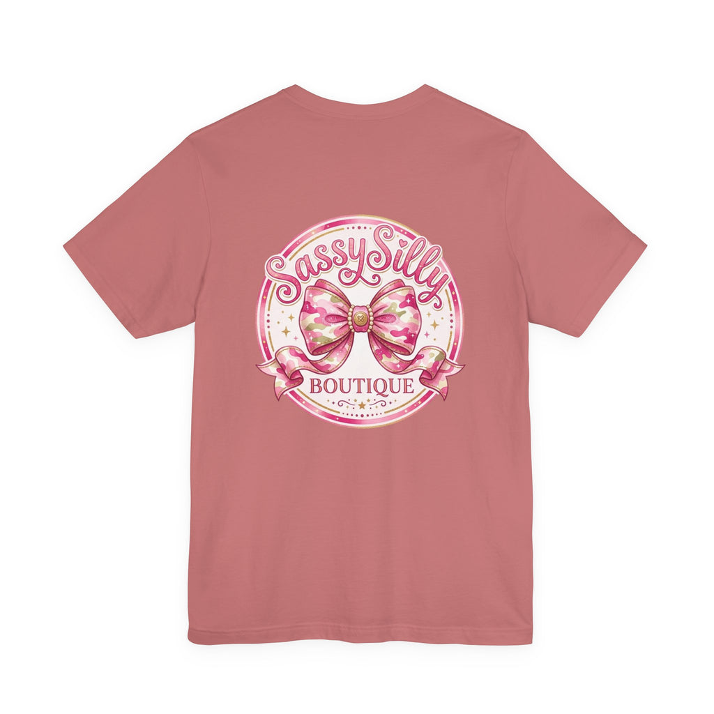 Sassy Silly Boutique Tee — Pink Bow Logo Women's Graphic T-Shirt