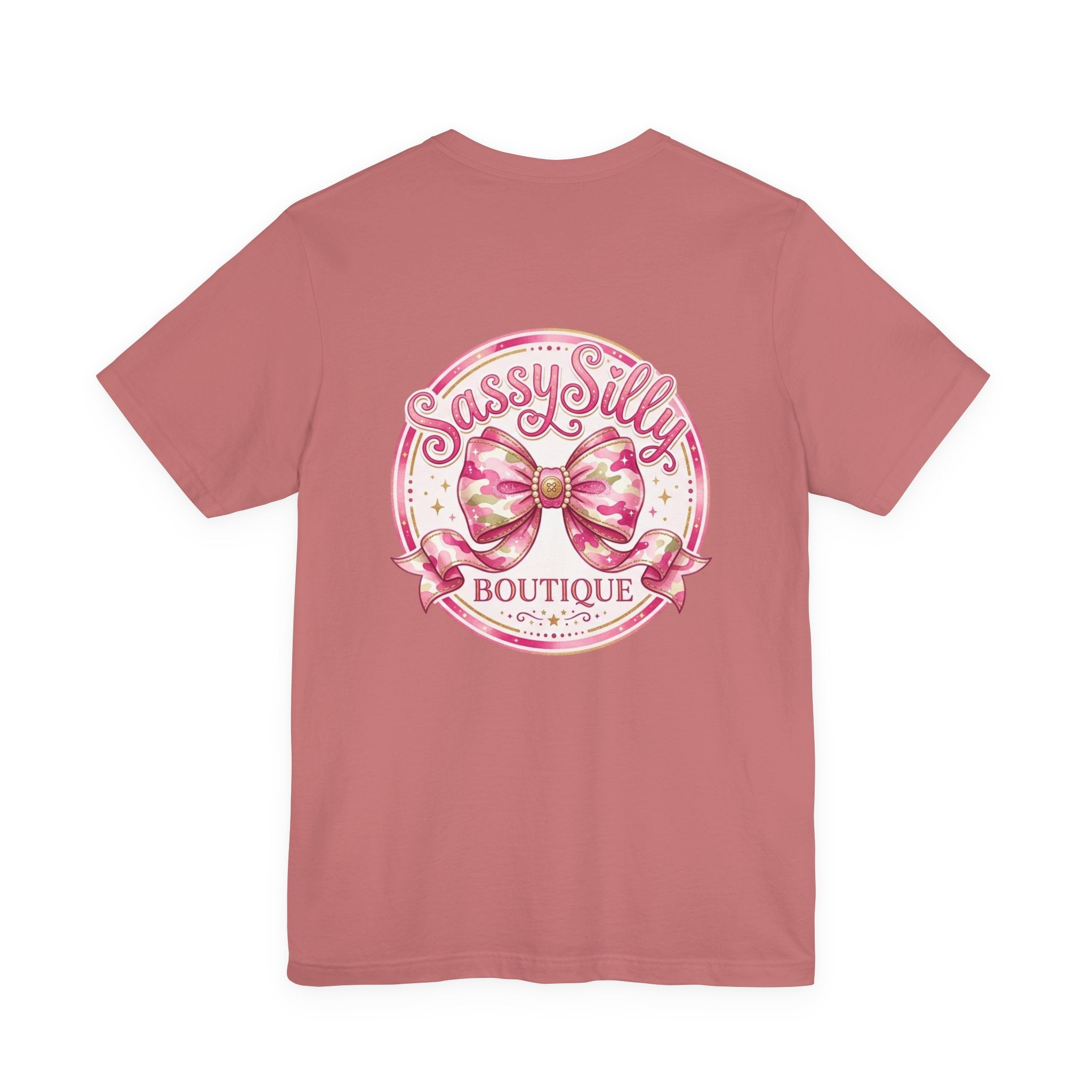 Sassy Silly Boutique Tee — Pink Bow Logo Women's Graphic T-Shirt