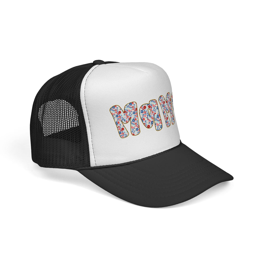Mama Floral Trucker Cap — Colorful Flower Patch Lettering Mesh Hat