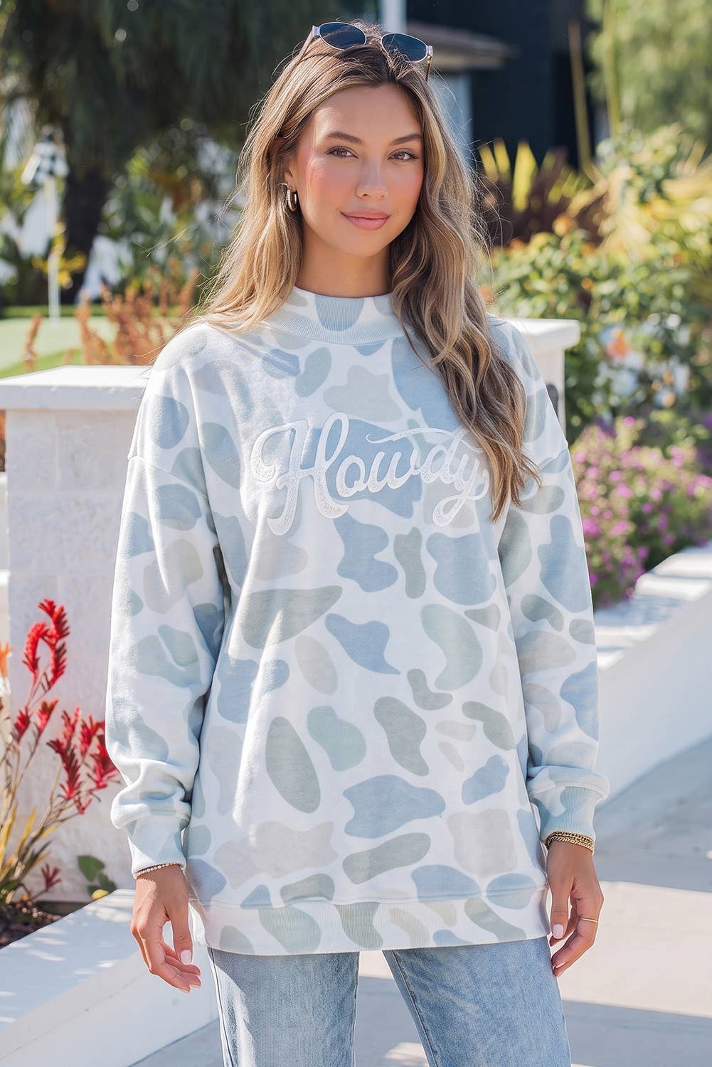 Camo Howdy Oversized Mock Neck Sweatshirt S-4X