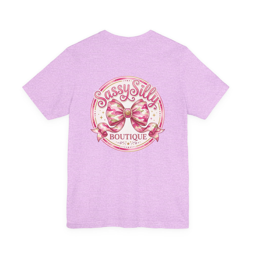 Sassy Silly Boutique Tee — Pink Bow Logo Women's Graphic T-Shirt