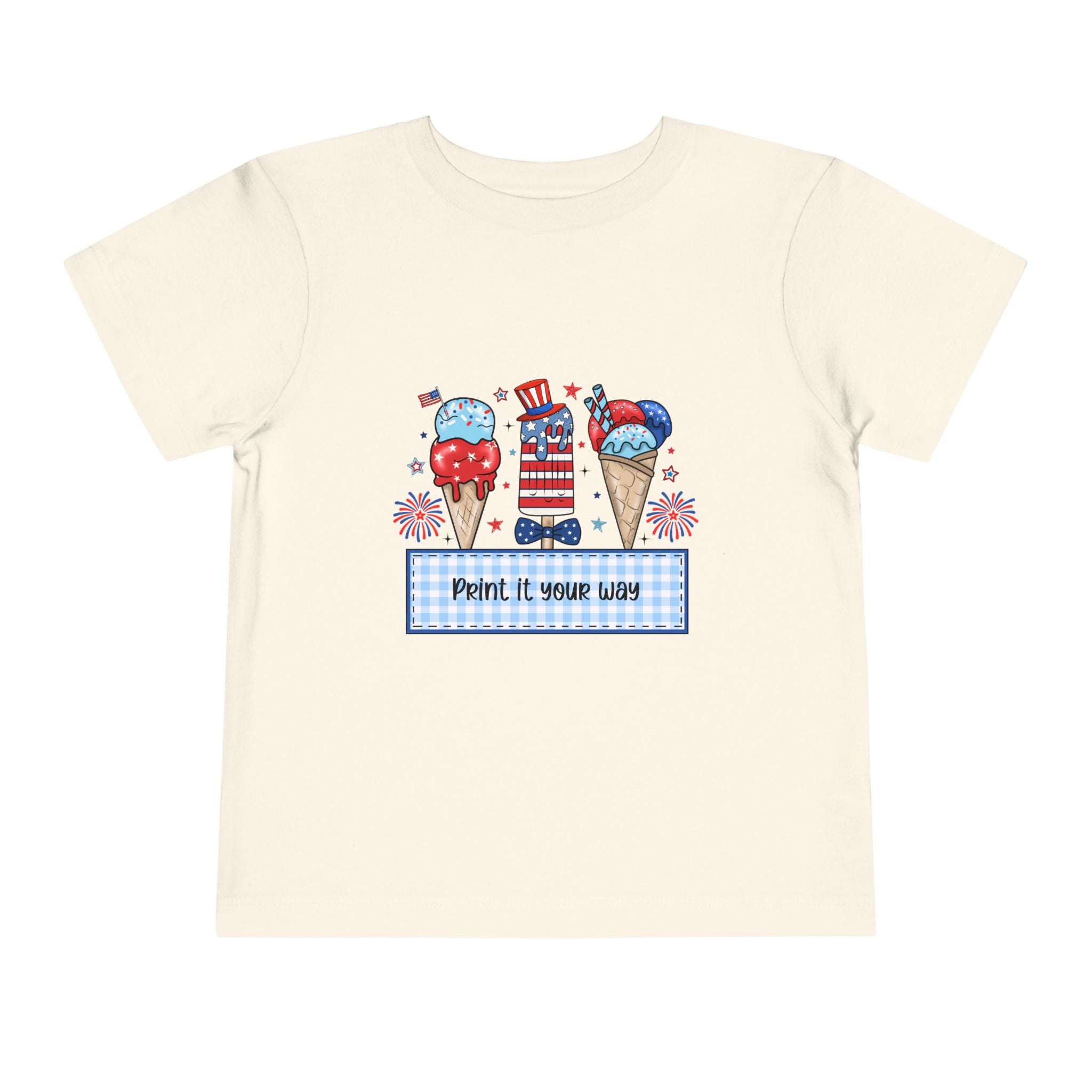 Toddler Tee - Patriotic Ice Cream Fourth of July Kids Shirt (Print It Your Way)