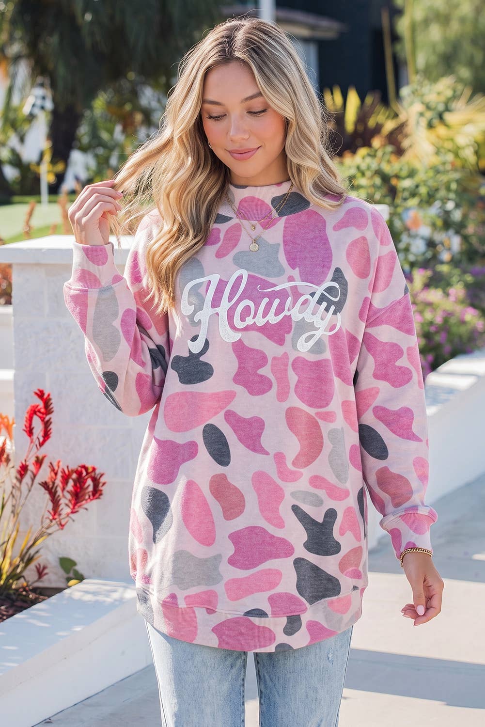 Camo Howdy Oversized Mock Neck Sweatshirt S-4X