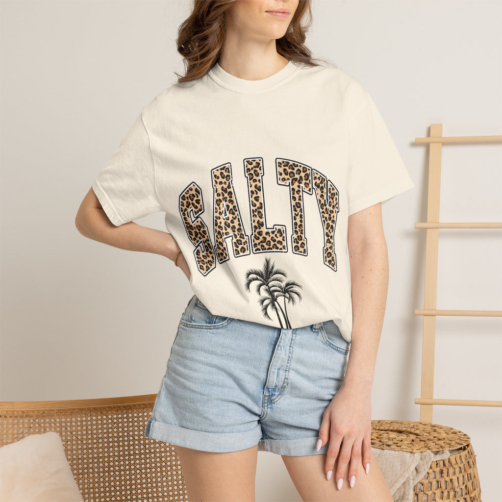 Salty Leopard Palm Tee — Beachy Graphic T-Shirt