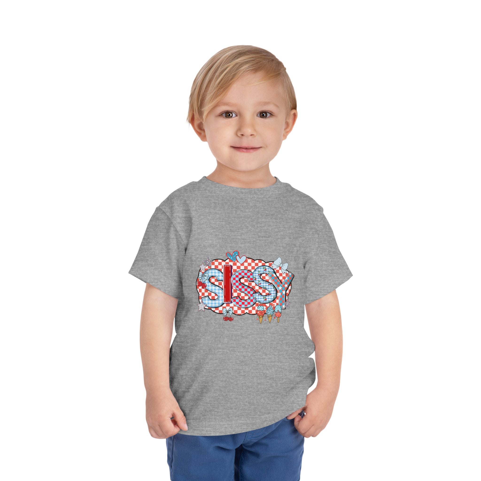 Toddler Tee — "SIS" Checkerboard RWB Graphic