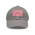 Pink Ribbon Bow Leather Patch Dad Hat — Cute Floral Bow Baseball Cap