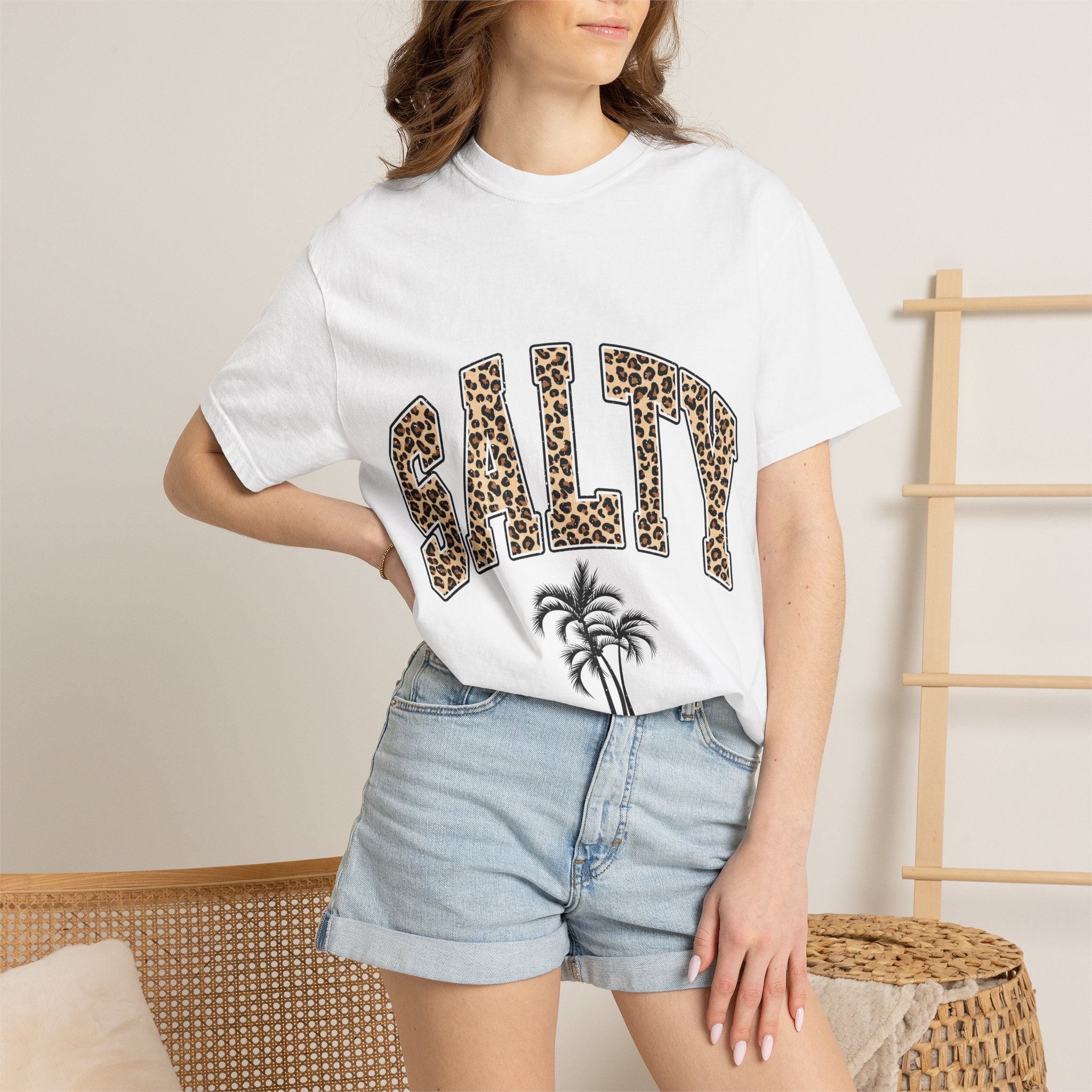 Salty Leopard Palm Tee — Beachy Graphic T-Shirt