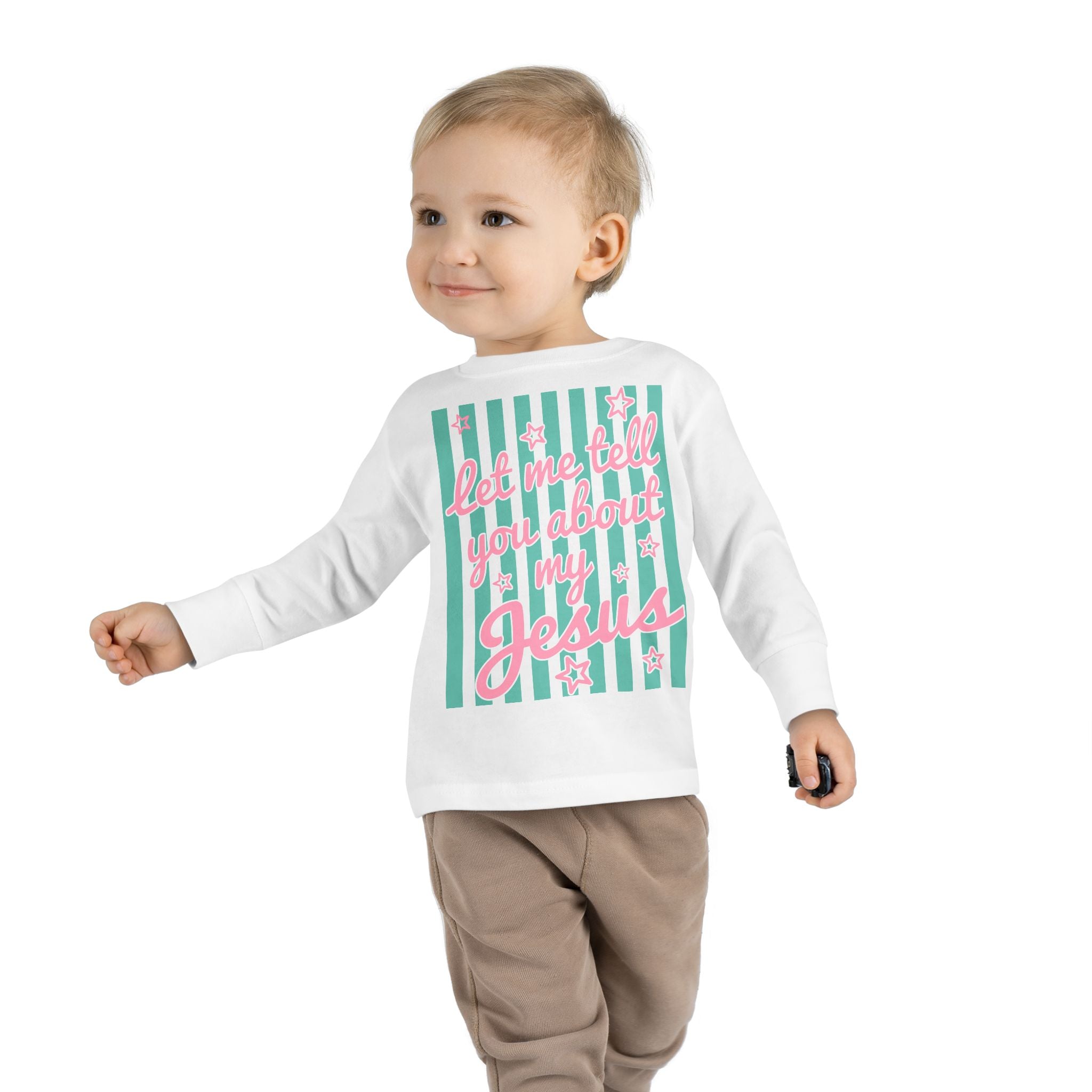 Toddler Long Sleeve Tee — "America" Patriotic Bow 4th of July Kids Shirt