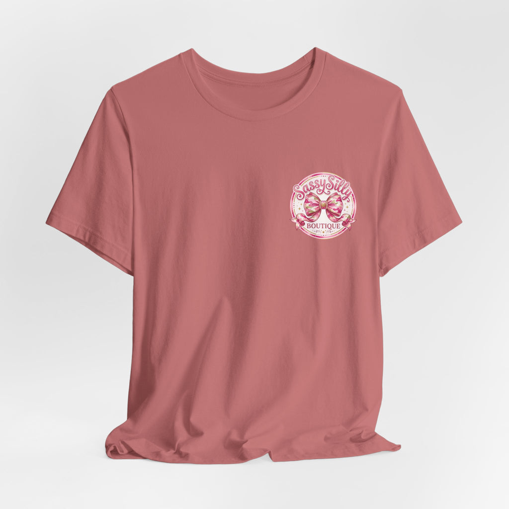 Sassy Silly Boutique Tee — Pink Bow Logo Women's Graphic T-Shirt