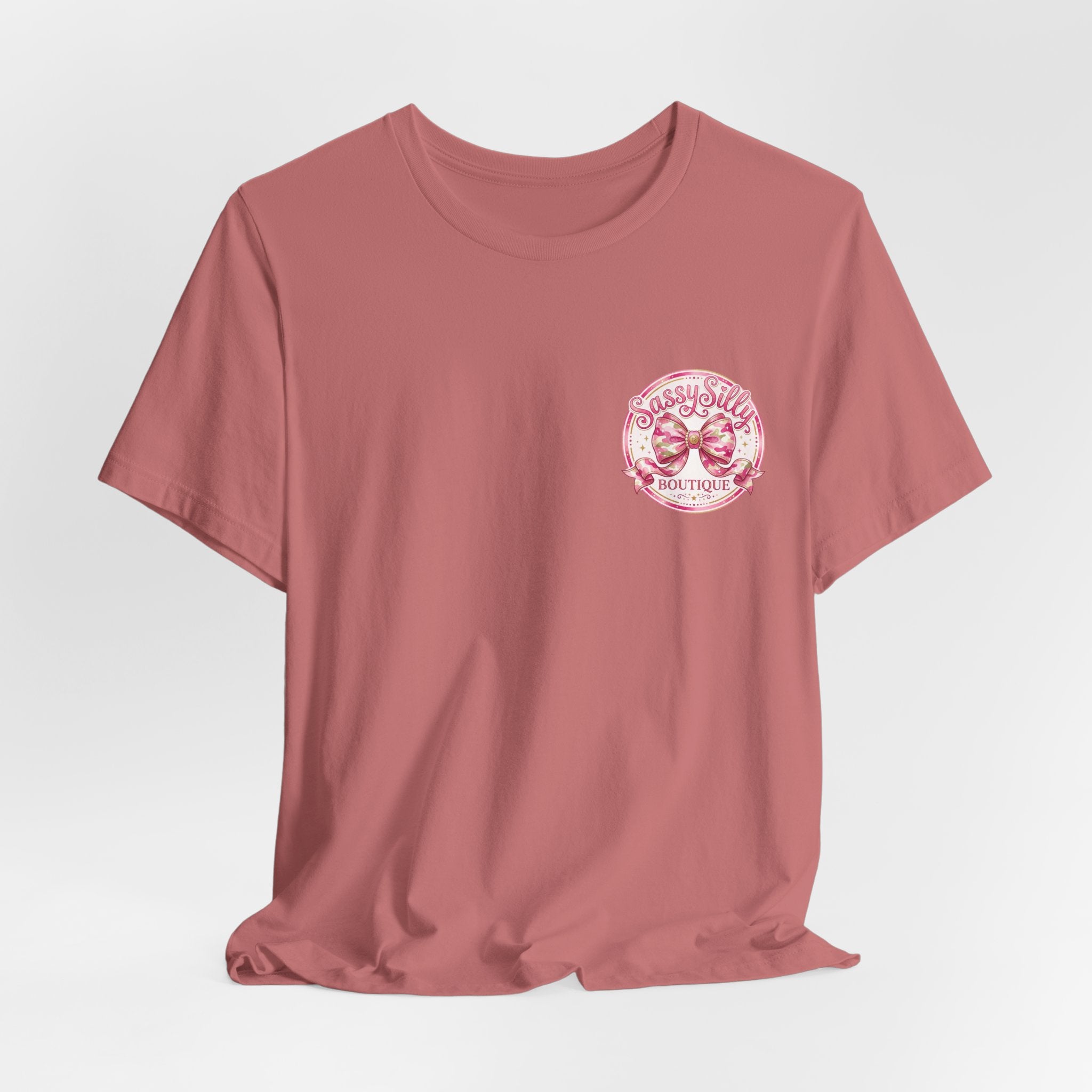 Sassy Silly Boutique Tee — Pink Bow Logo Women's Graphic T-Shirt
