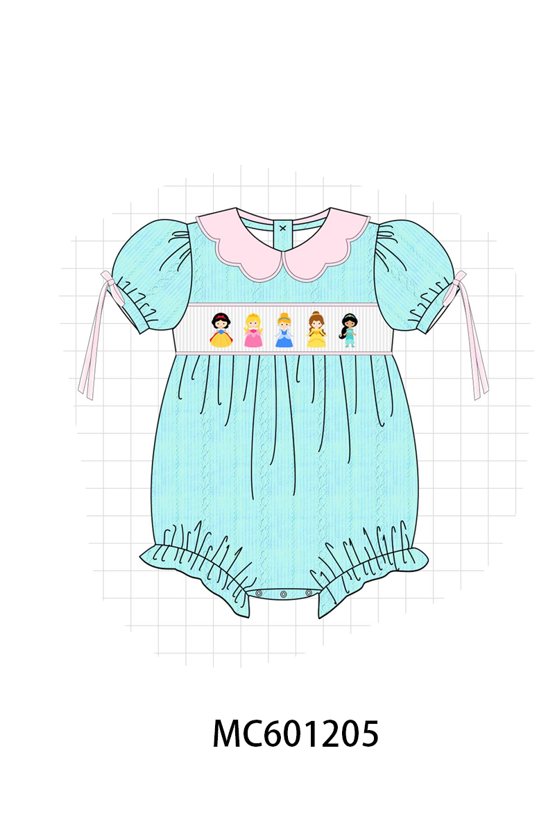 Mint Princess Smocked Jacquard Bubble