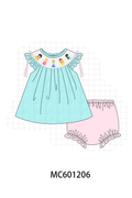 Mint Princess Smocked Jacquard Bloomer Set