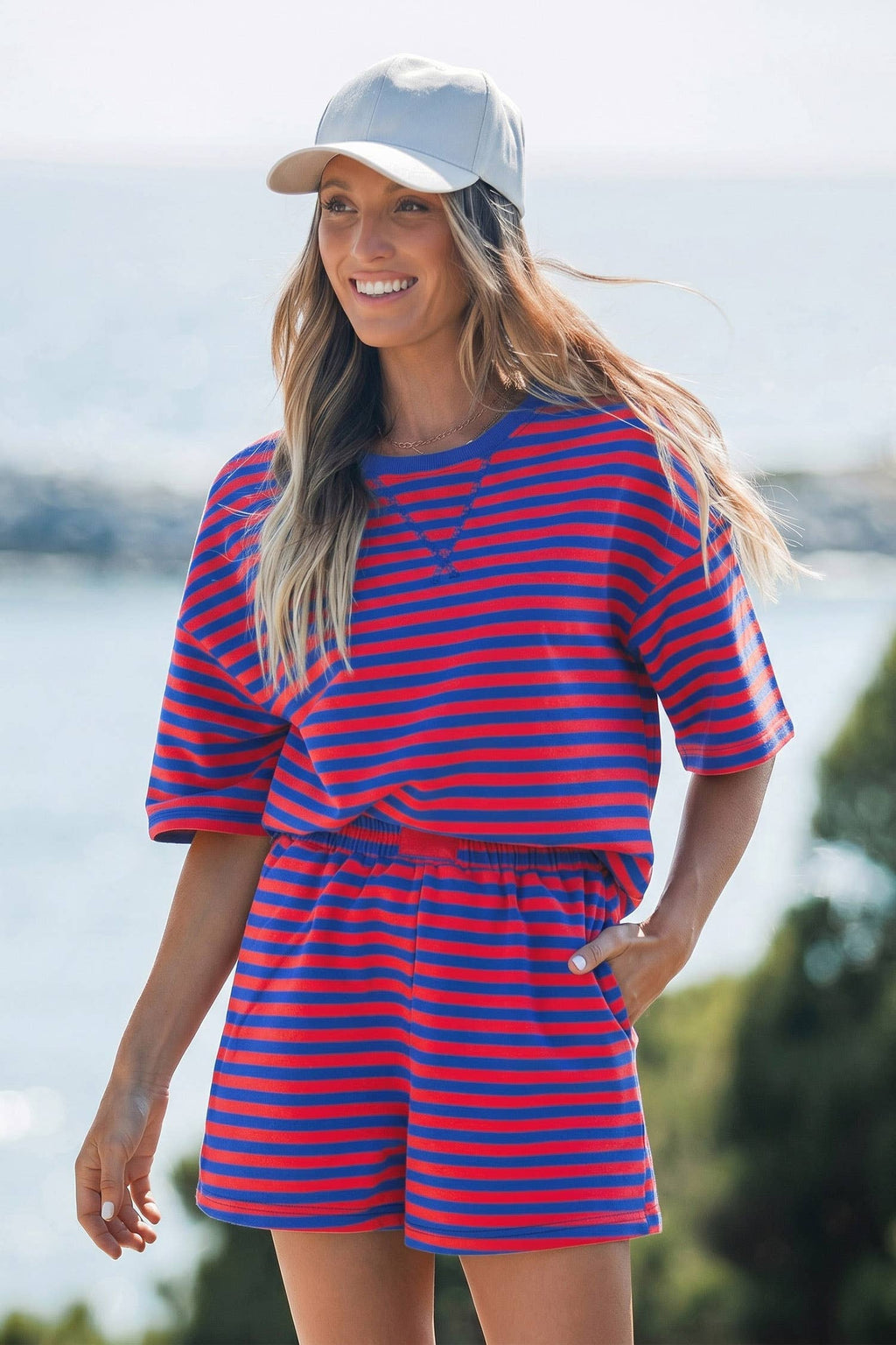 Dropped Shoulder Tee Loose 2pcs Short Set S-4X