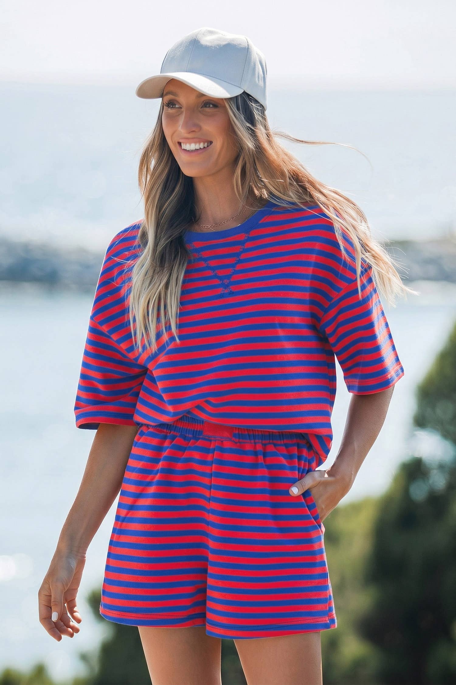 Dropped Shoulder Tee Loose 2pcs Short Set S-4X